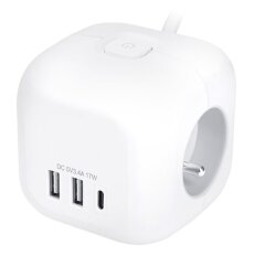 3z + USB A+C prodlužovací přívod - kostk