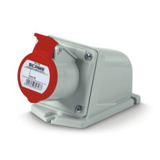 Nástěnná zásuvka SCAME XENIA, šikmý box 3P+E, 16A, 6h/380-415V, IP44/IP54