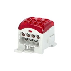 Blok pro rozdělení fází PDB 270, 1pól., 270A, 690V, červený/průhl. víko, na DIN