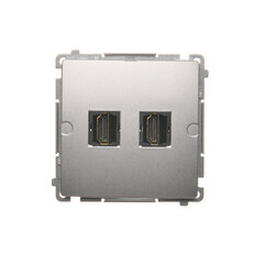 dvojitá zásuvka HDMI, stříbrná matná metalizované BMGHDMI2.01/43