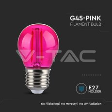 LED Bulb 2W Filament E27 G45 Pink VT-2132, V-TAC SKU217410