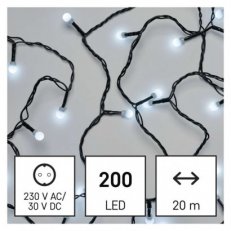 LED vánoční cherry řetěz kuličky 20 m venkovní i vnitřní studená bílá programy