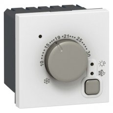 MOSAIC ELEKTRONICKÝ POKOJOVÝ TERMOSTAT OTOČNÝ 2MODULOVÝ BÍLÁ LEGRAND 076720