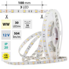 LED pásek WW 30LED/m 7,2W/m 504lm/m IP20 DC 12V 10mm 5m MCLED ML-121.579.60.0