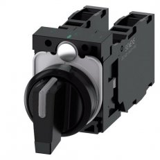 otočný spínač, osvětlitelný, 22 mm, kulatý, plast, černý, 1 NO, 1 NO