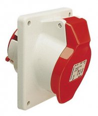 Vestavná zásuvka 32A 4P >50-500V 100-300Hz 10h IP44, šikmá WALTHER 531410