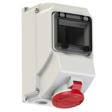 zásuvka nástěnná 5P, 16A/400V, 6h, IP67, s okénkem 5 mod. PCE 75153-6