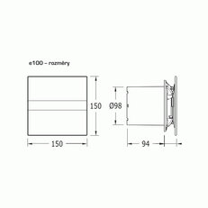 Ventilátor CATA e100 GT sklo časovač bílý 00900100