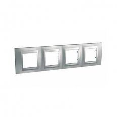 Unica Top Krycí rámeček čtyřnásobný, Cromo mat/Aluminium SCHNEIDER MGU66.008.038