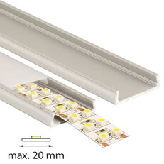 Přisazený hliníkový profil PZ, 24x6 mm, mléčný difuzor, komplet, 2 m