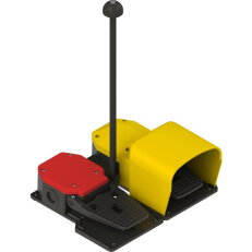 Dvojitý nožní spínač M20x1,5, plast, 1NO+1NC/1NO+1NC, červená, žlutá PC2-122