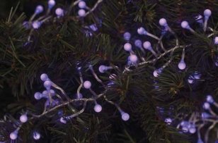 LED vánoční řetěz - ježek, 2,4m, fialová, časovač