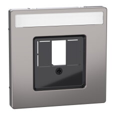 Centrální deska, Merten System D, s otvorem a popis. polem, nikl kovová, kov