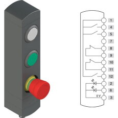 Ovládací jednotka BN 3 prvky (konfigurace A95) Konektor M12,12 pólů, IP65
