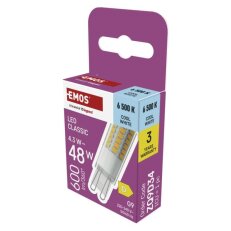 LED žárovka Classic JC, G9, 4,3 W (48 W), 600 lm, Studená bílá EMOS ZQ9D34