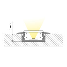 Sada - vestavný hliníkový profil VR 22x7mm vč. mléč. difuz. a koncovek 2m