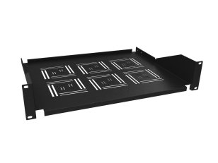 Police 19" 2U 350mm ukládací plato BK úchyt na přední lišty UP-03