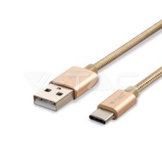 1M USB Type C 2.4A Braided cable, Platinum series, gold color, VT-5331 SKU8493