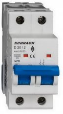 Instalační jistič AMPARO 10kA, D 20A, 2P SCHRACK AM019220--