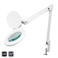 Stolní lupa s osvětlením LED, 5D, 2,25X, se svorkou, bílá FK TECHNICS 4814032