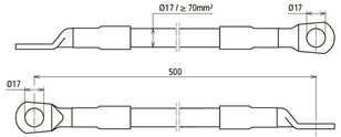 CuStAl-kabelová oboustranná propojka uzemnění s kabelovým okem prům. 17mm L500mm