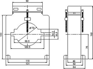 Měřící trafo CLB 10 1600/5A 10VA 0,5S FS5 120% násuvné, otvor 100x10, 80x30, d70