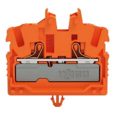2vodičová průchozí svorka Mini, s ovládacím tlačítkem, 2,5 mm2, Oranžová