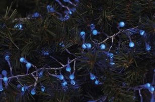 LED vánoční řetěz - ježek, 2,4m, modrá, časovač