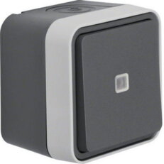 Vypínač řazení 6 s doutnavkou, komplet., IP 55, Berker W.1, sv. šedá, mat WNC002
