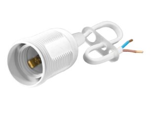 Plastová objímka vnější závit + kabel E27 bílá SEZ-CZ OBJ-E27-2X0,75