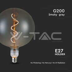 LED Bulb 4W Filament Spiral G200S 2700K Smoky Glass VT-2271, V-TAC SKU23170