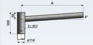 UD 1/114 - 1000 výložník rovný pro stožáry typu JB, JB Z, JBUD, JBSD, J 11