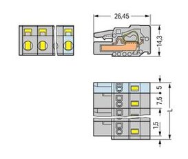 Pružinová svorka CAGE CLAMP 2,5mm2 šedá 2pól. WAGO 231-202/026-000