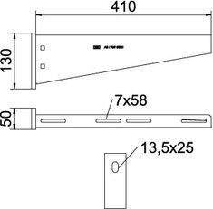 Nástěnný výložník OBO AW 55 41 A2 B410mm Nerez ocel