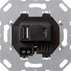 Napájení USB 2x typ A/C vložka černá GIRA 236900