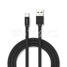 1M Micro USB 2.4A Cotton fabric cable, Ruby series, black color, VT-5342