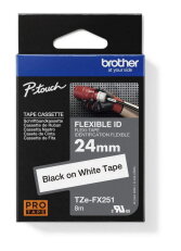 Páska BROTHER TZe-FX251,  bílá/černá, 24 mm,  s flexibilní páskou