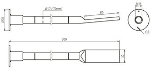 Dehn 419040 Přechod uzemnění s měděným vodičem NYY-O M16 80X30mm L500mm