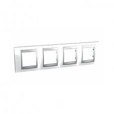 Unica Top Krycí rámeček čtyřnásobný, White/Aluminium SCHNEIDER MGU66.008.092