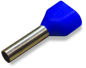 Dvojitá dutinka, Objímka na 2x2,5mm2/AWG 14, s plastovým límcem, modrá 216-1535
