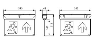 EM159C WL/CM EXIT SIGN M3 ELB UP WH PHILIPS 871869979905200