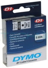 S0720780 43613 DYMO páska D1 plastová 6mm, černý tisk / bílý podklad, návin 7m