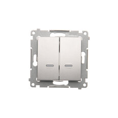 Přepínač dvojitý křížový, s orientačním LED, 7 So, 10AX, 250V, stříbrná matná