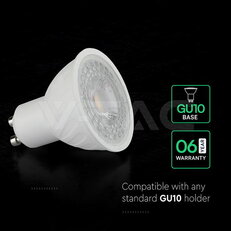 LED Spotlight CREE CHIP 6W GU10 Ripple Plastic 4000K 38° VT-227, V-TAC SKU211906