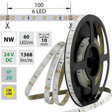 LED pásek SMD2835 NW, 60LED/m, 14,4W/m, 1368lm/m, IP20, DC 24V, 10mm, 50m