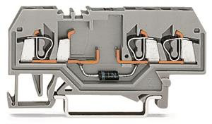 Svorka pro moduly 3vodič. s diodou 1N4007 šedá 2,5mm2 Wago 280-673/281-411