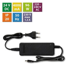 Napájecí adaptér 96W, DC24V/4A, IP20, černý plast, s vidlicí