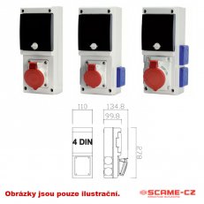 Zásuvková rozvodnice s chráničem 632 1x32A SCAME 632.3-000F2
