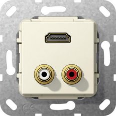 HDMI, Cinch audio Krátký kabel vložka krémově bílá GIRA 567401