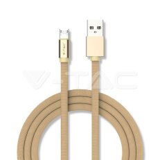 1M Micro USB 2.4A Cotton fabric cable, Ruby series, gold color, VT-5342